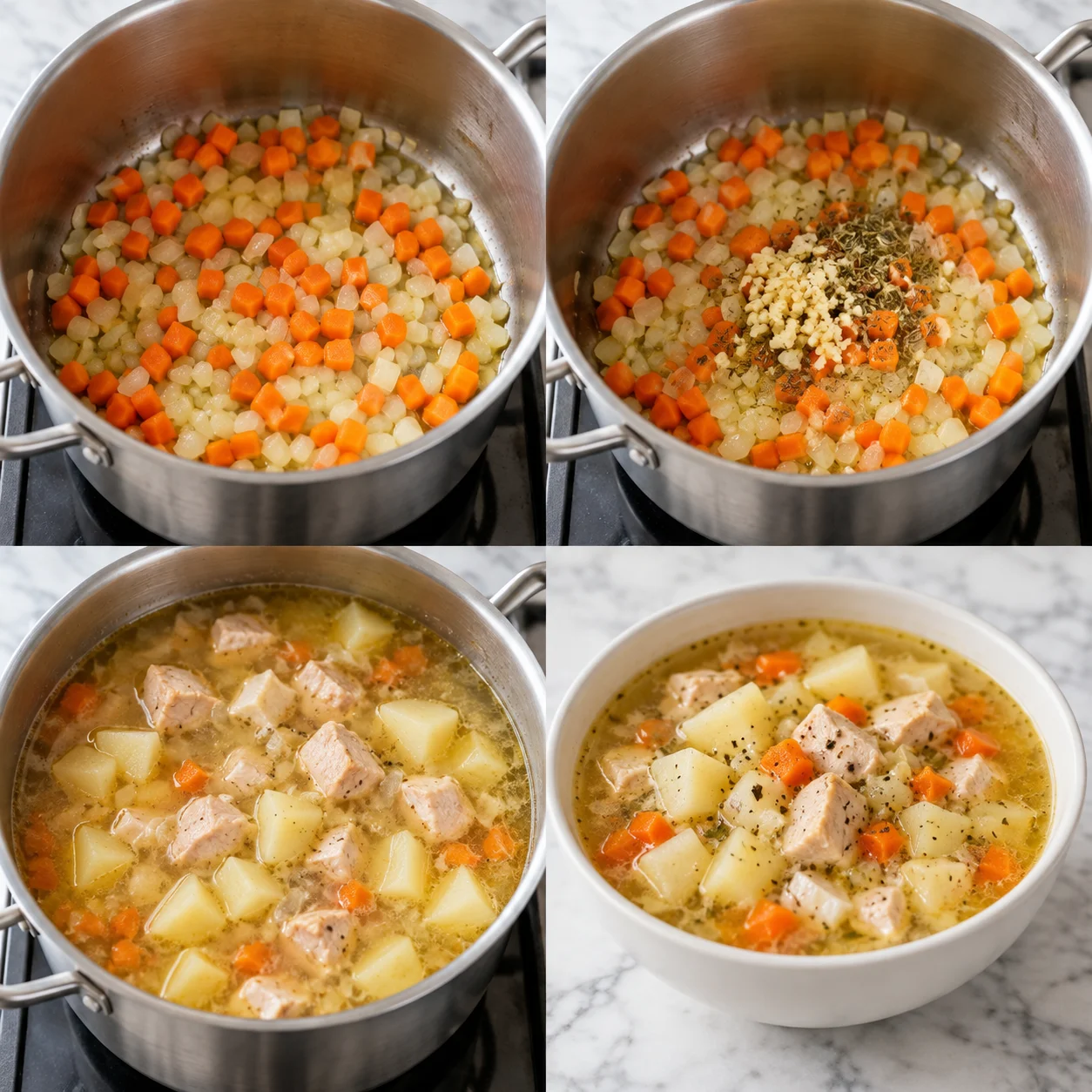 Illustrative Chicken potato soup