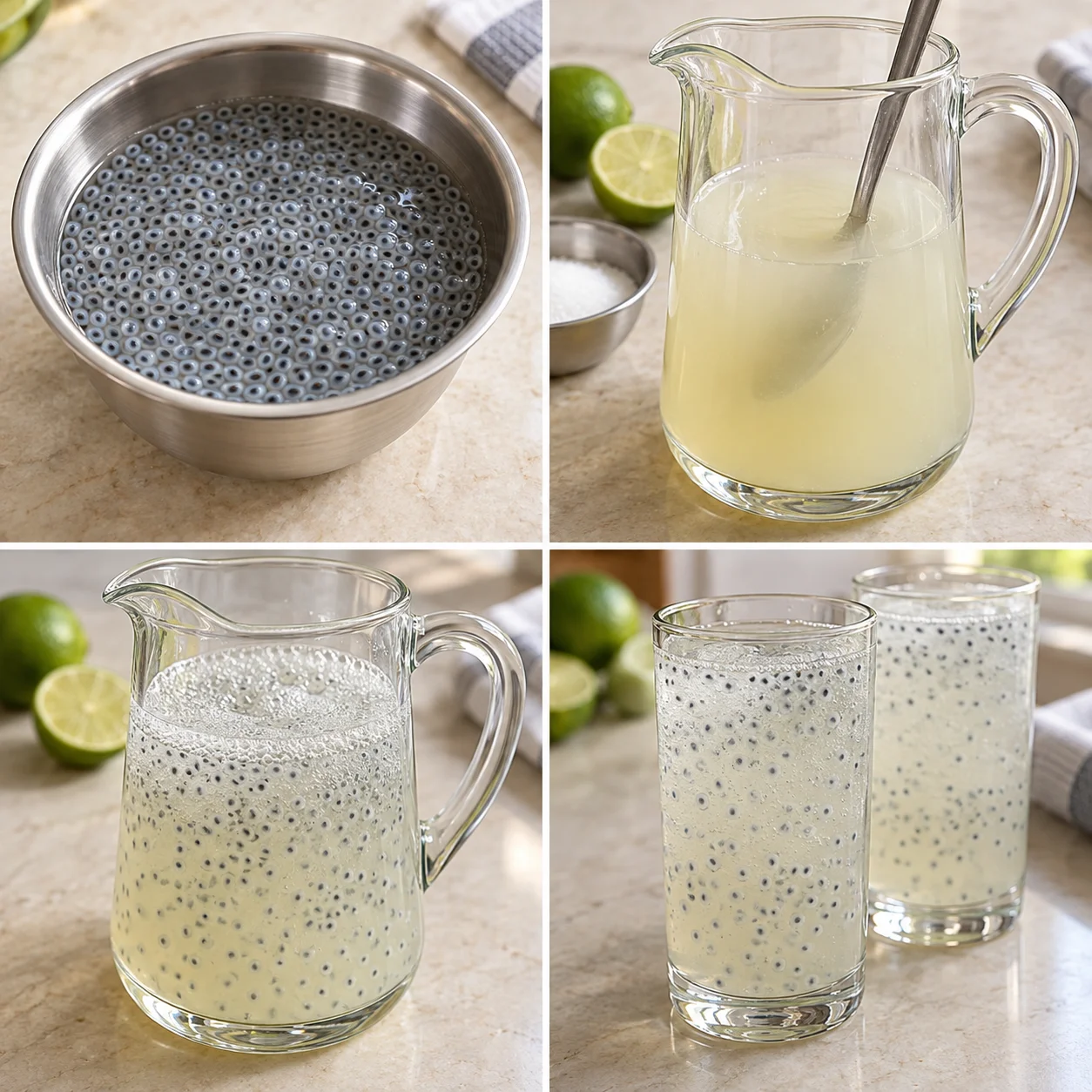 Illustrative Sabja lime cooler