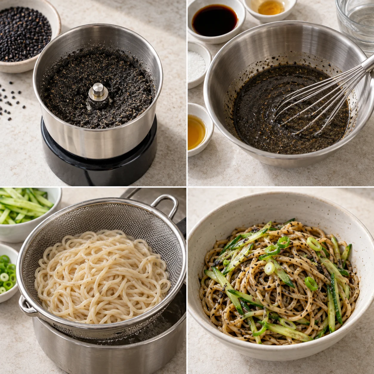 Illustrative Black sesame noodles