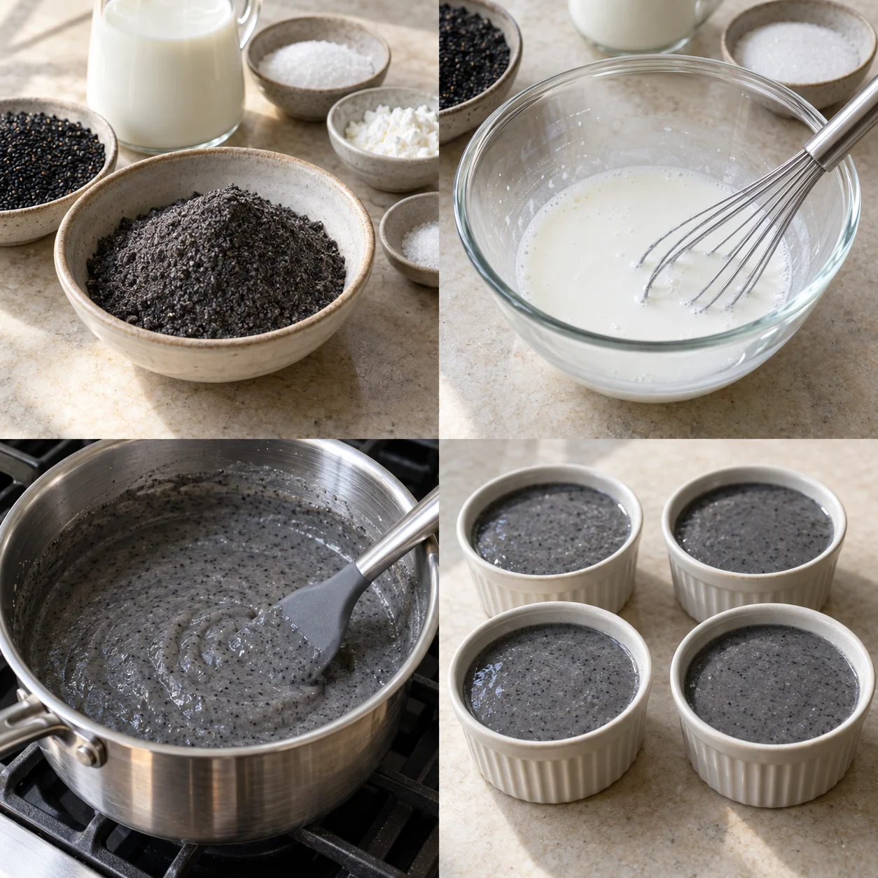 Illustrative Black sesame pudding