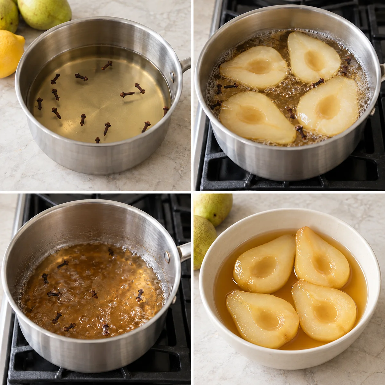 Illustrative Clove poached pears