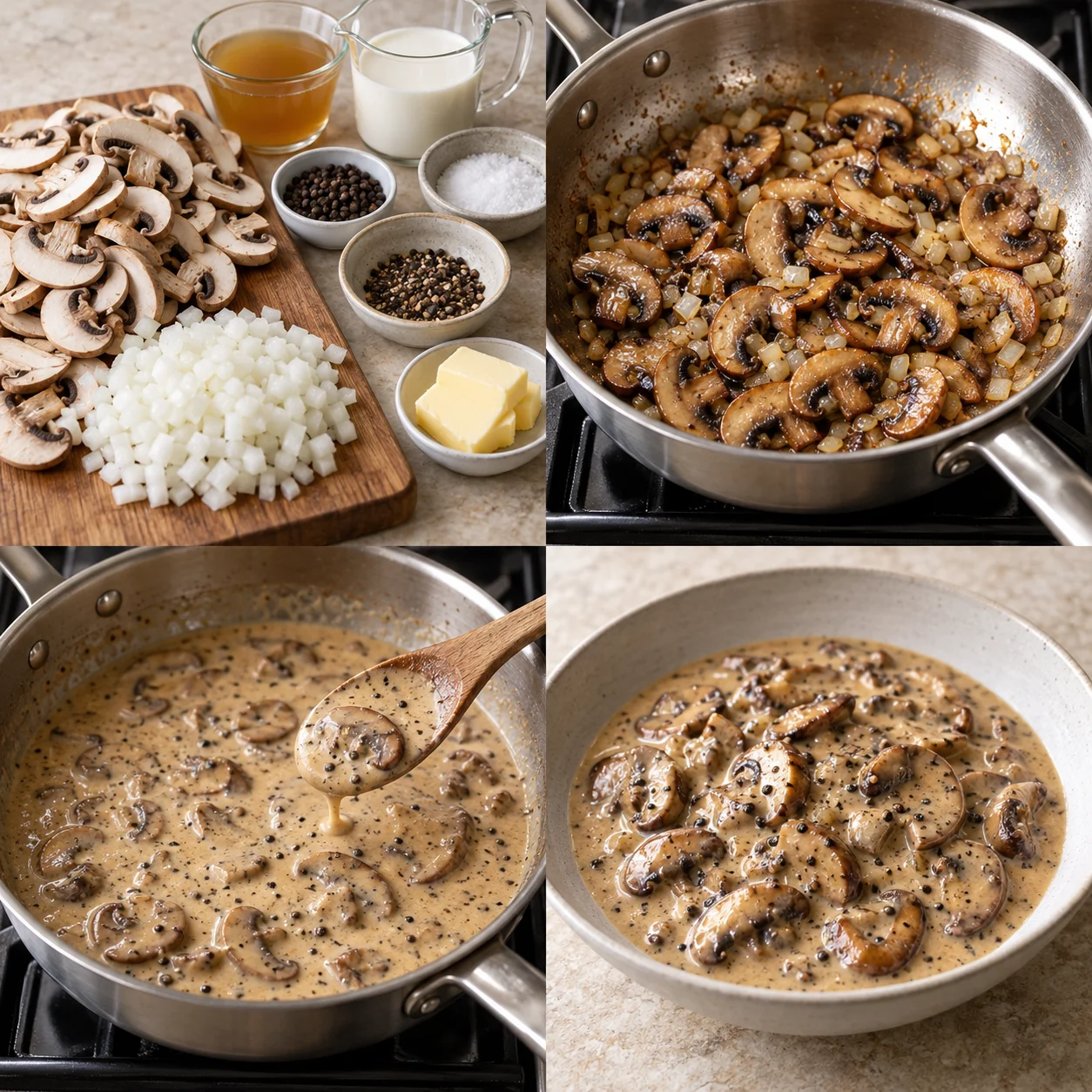 Illustrative Mushroom peppercorn sauce