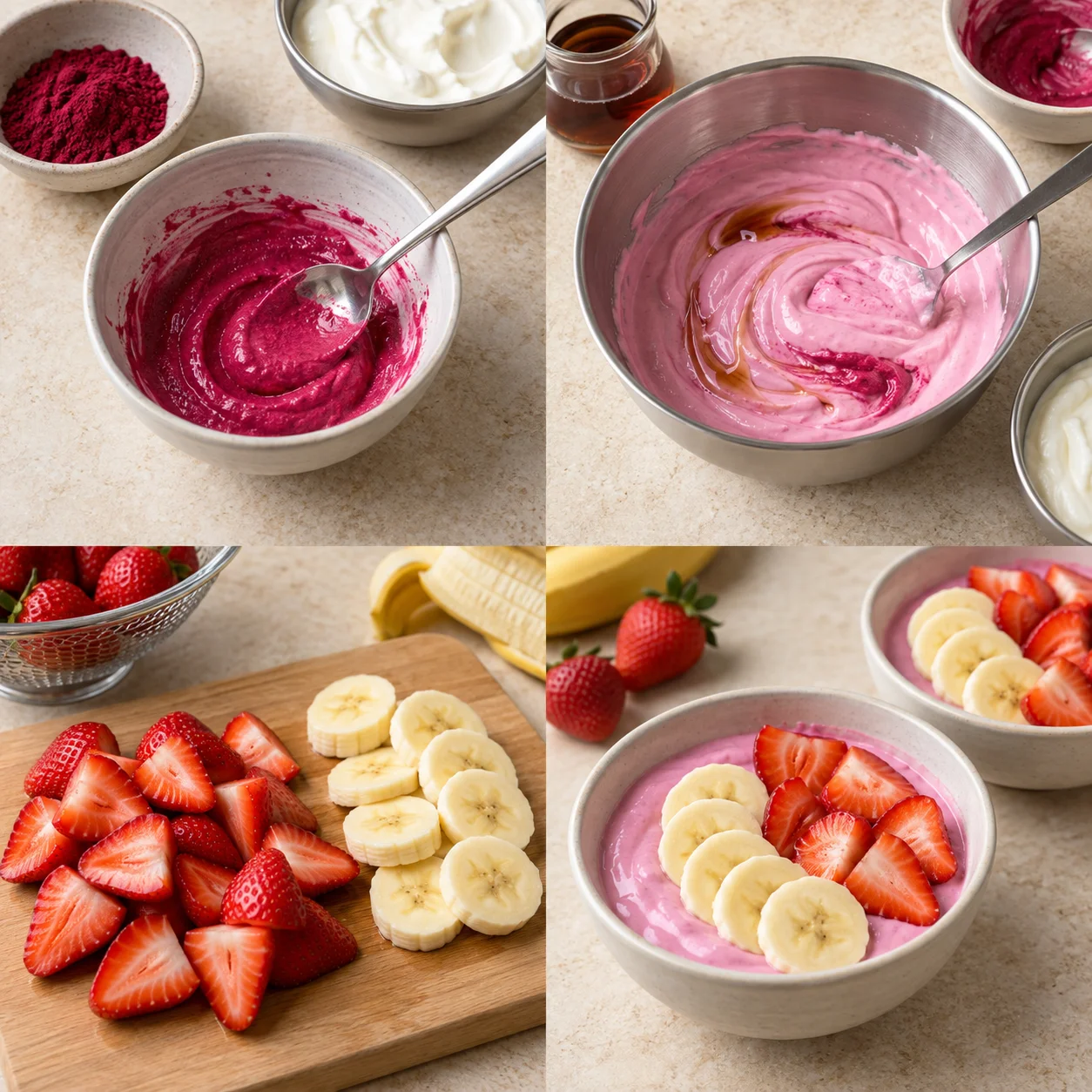 Illustrative Pink yogurt bowl