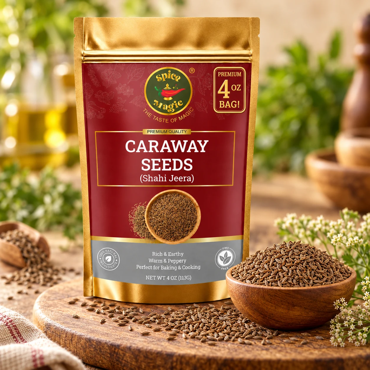 Caraway Seeds Whole pouch with matching ingredients