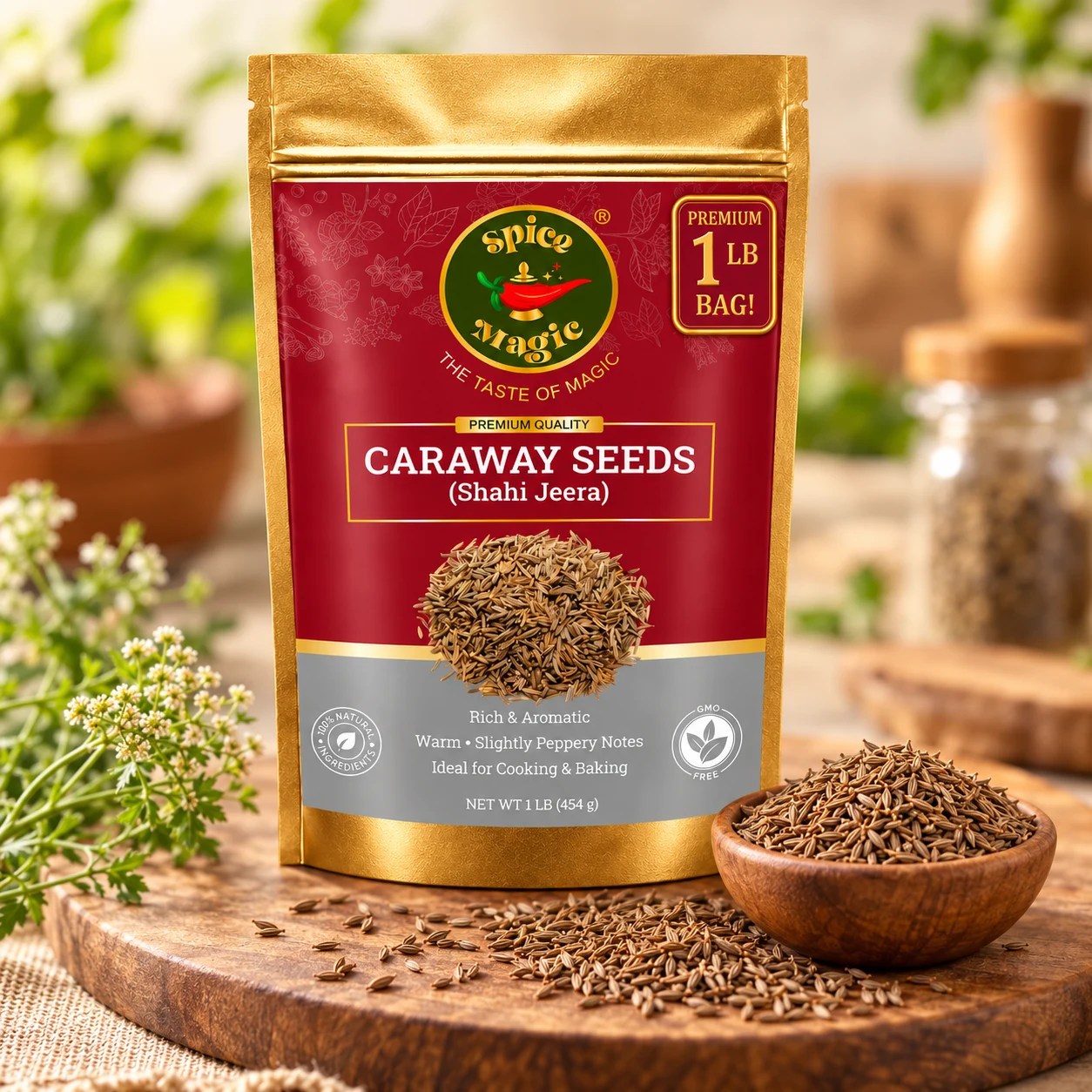Caraway Seeds Whole pouch with matching ingredients