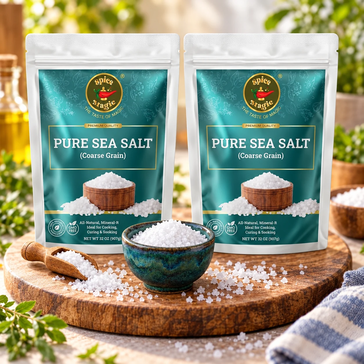 Coarse Sea Salt, 2 lb · 2 pack Spice Magic pouch with matching ingredients